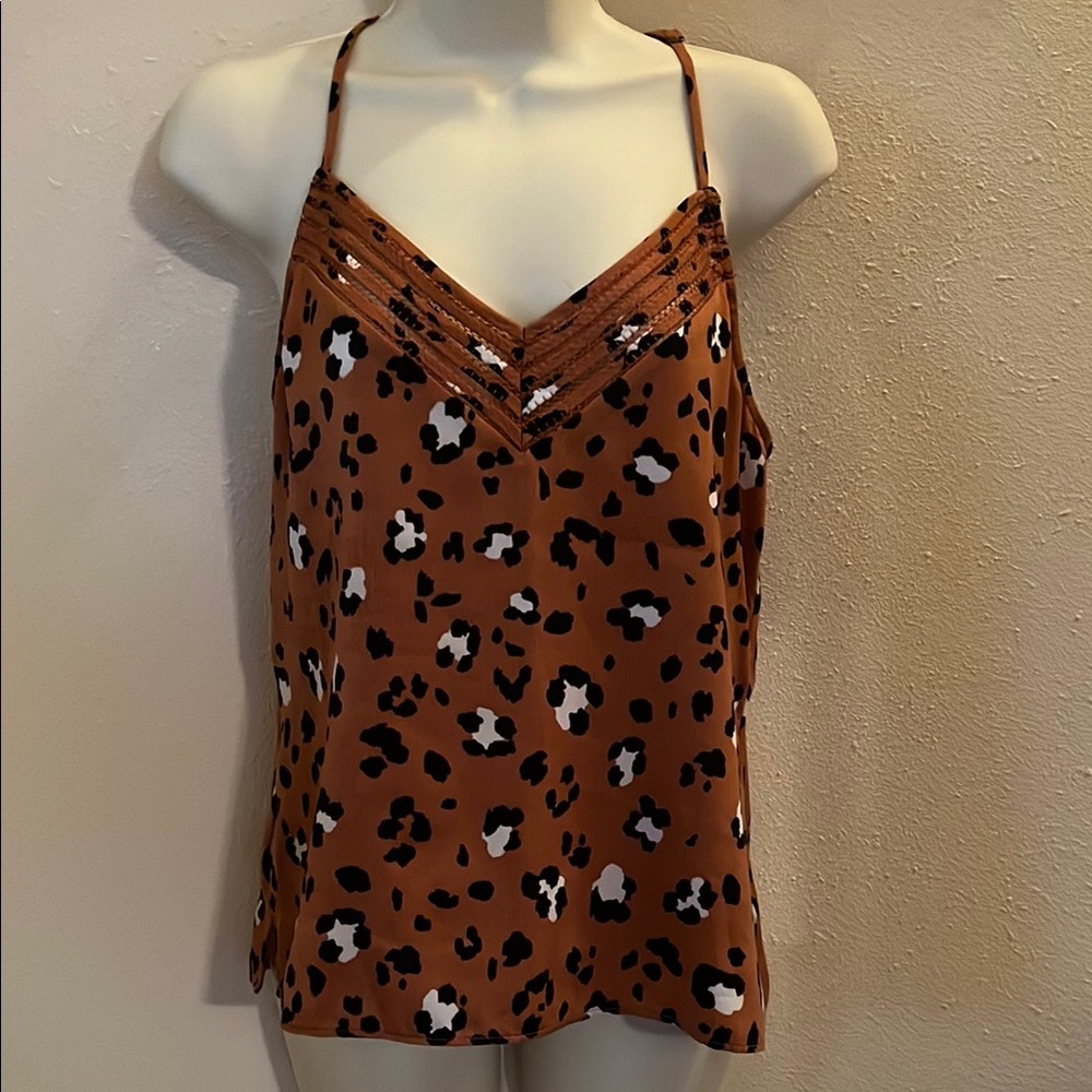 Brown Flowing Camisole with Spaghetti Straps